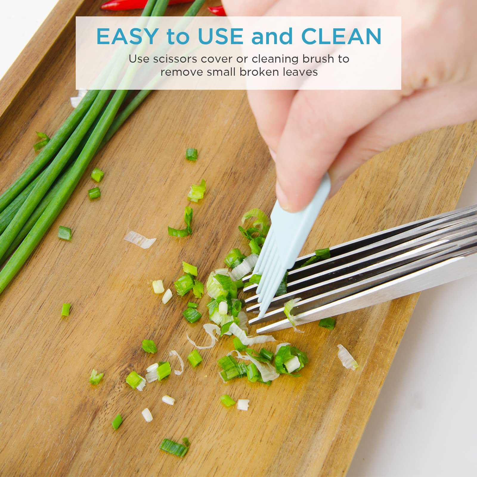 5-Blade Herb & Salad Scissors with Protective Cover - Multi-Blade Kitchen Shears for Chopping Herbs, Vegetables, Lettuce - Perfect for Meal Prep, Salad Making & Garnishing