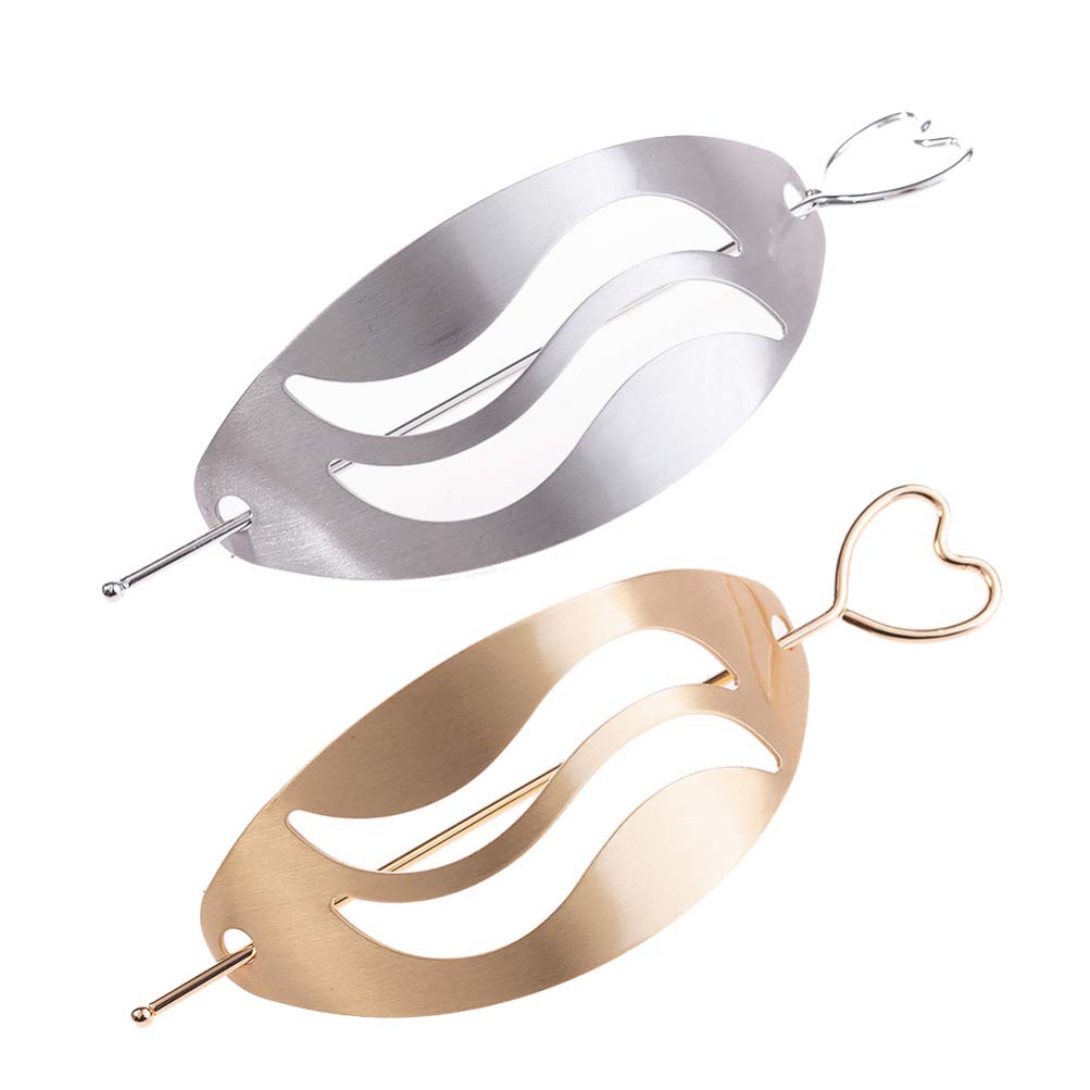 Vintage Metal Hair Barrettes for Women - 2pcs Hair Clips & Pins, Perfect for Updos & Knots