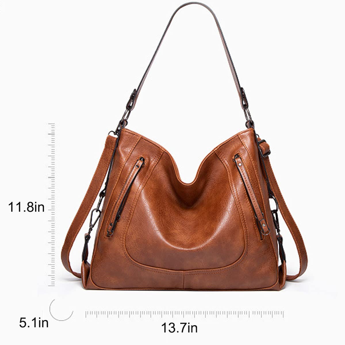 Women's PU Leather Hobo Shoulder Bag - Large Crossbody Tote for Work & Travel