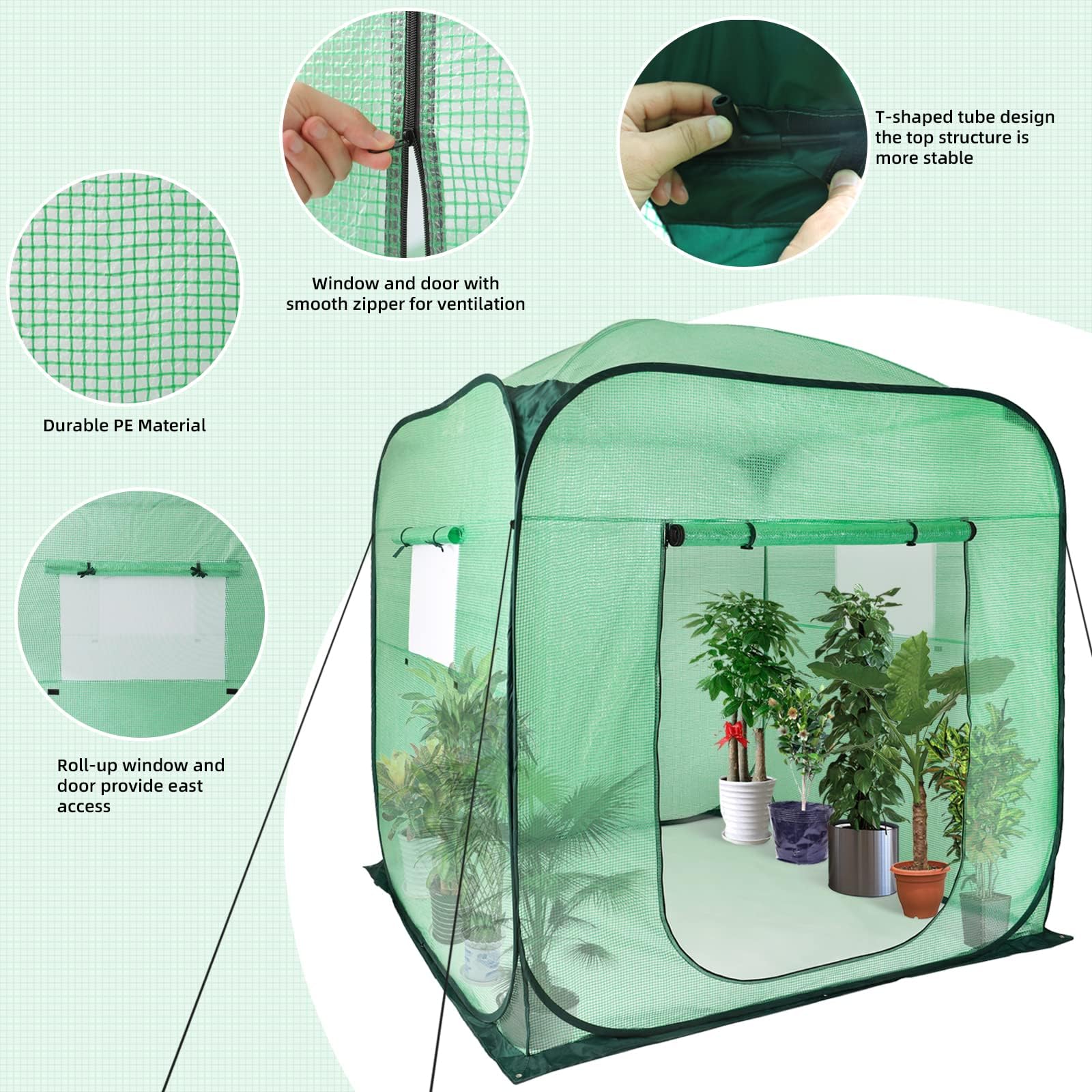 Upgraded Pop-Up Plant Greenhouse for Outdoors - 96