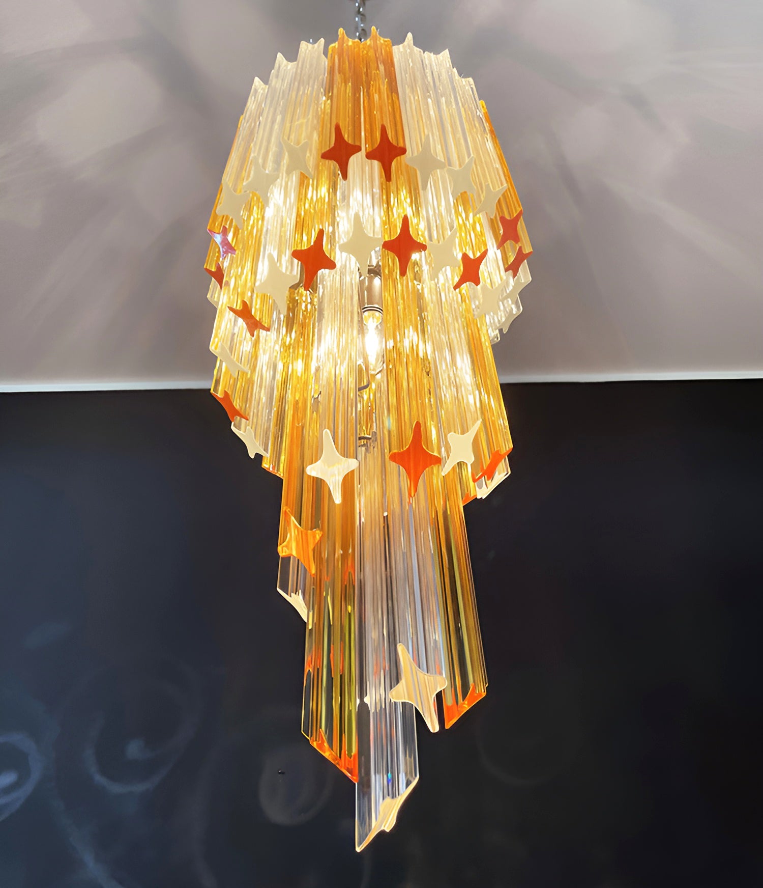 Murano Spiral Prism Glass Chandelier - Handcrafted Italian Crystal Ceiling Light Fixture for Dining Room, Living Room & Bedroom Decor