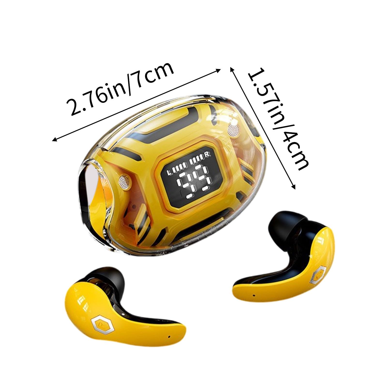 Wireless Earbuds Bluetooth 5.3 with Active Noise Cancelling, 48H Playtime Stereo Sound True Wireless Headphones, IPX7 Waterproof Sweatproof for Running Workout Gaming Phone Calls (Yellow) - Perfect for Gym, Commuting & Travel