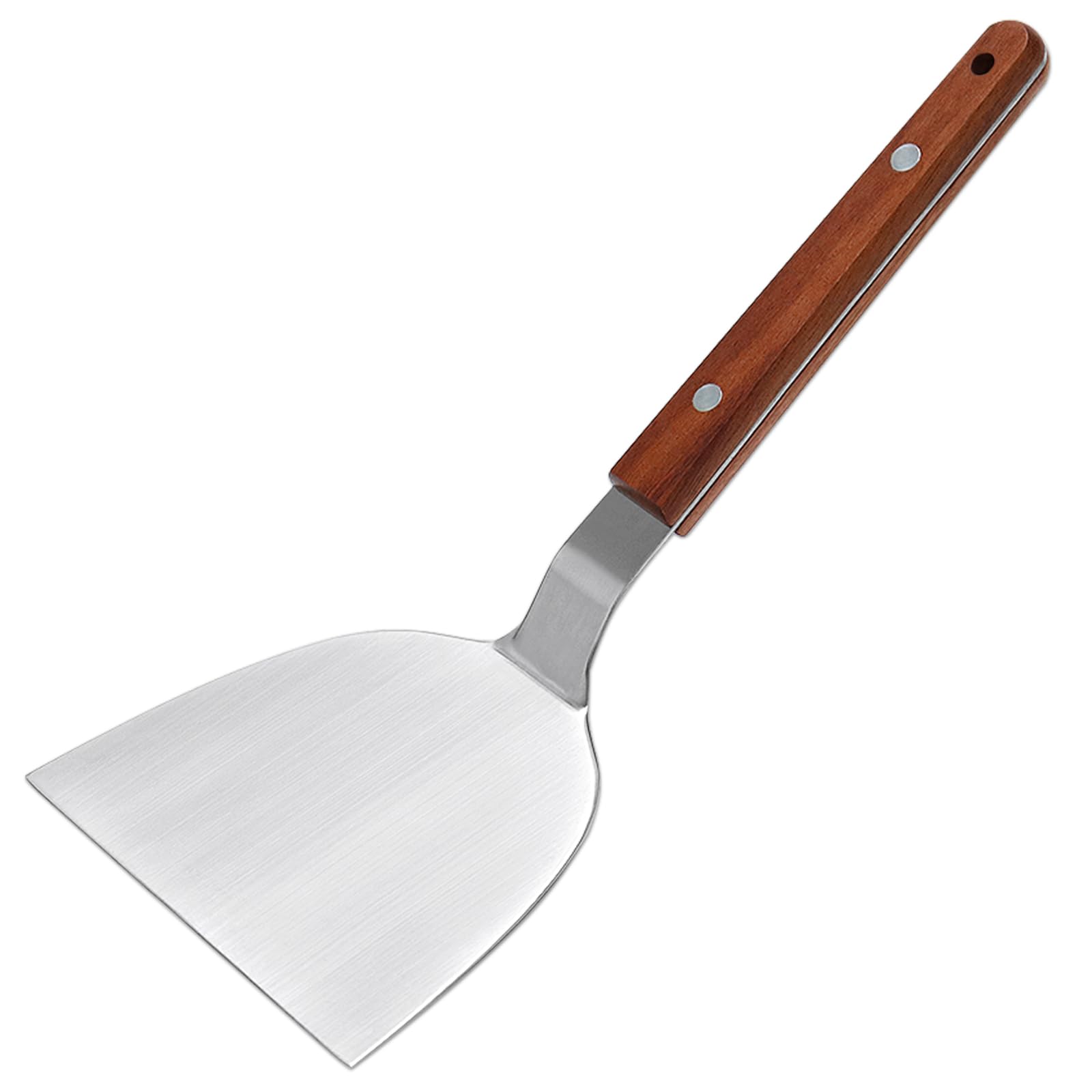 Premium Stainless Steel Spatula with Ergonomic Wooden Handle - Heavy Duty Metal Turner for Cooking, Flipping Burgers, Fish, Eggs & Pancakes - Perfect for Grilling, Baking and Home Kitchen Use