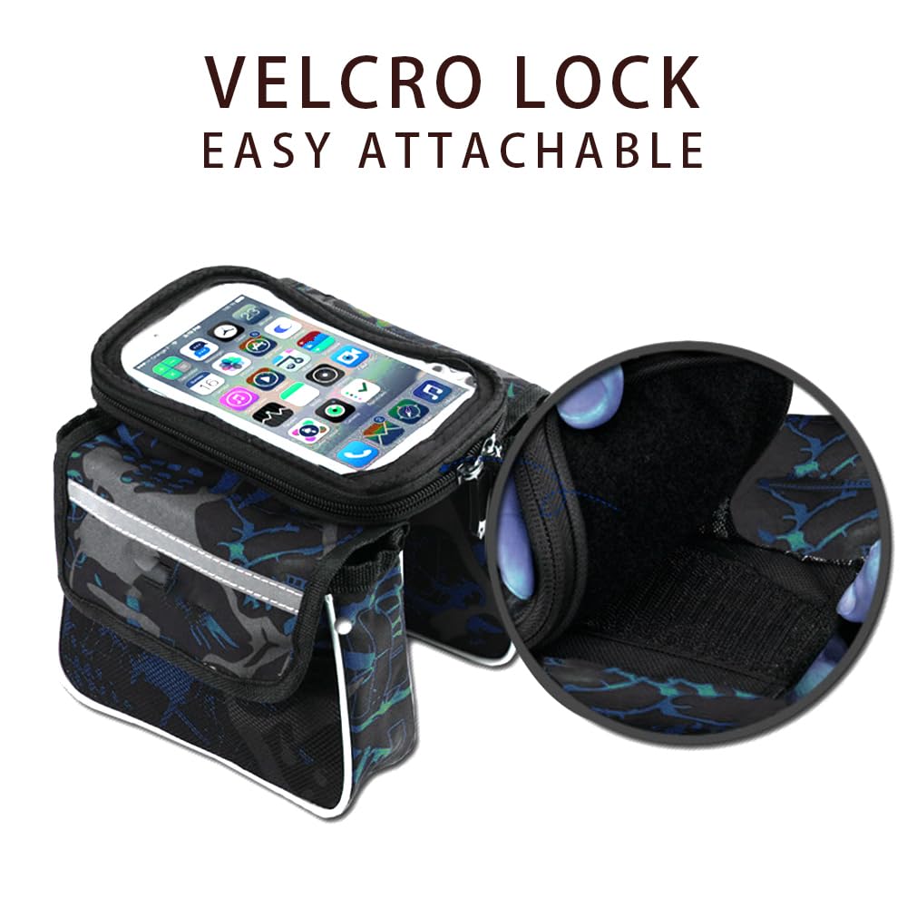 Waterproof Bike Frontbar Bag for Adult Bicycles - Blue Cycling Handlebar Phone Pouch - Perfect for Commuting, Road Trips & Outdoor Adventures