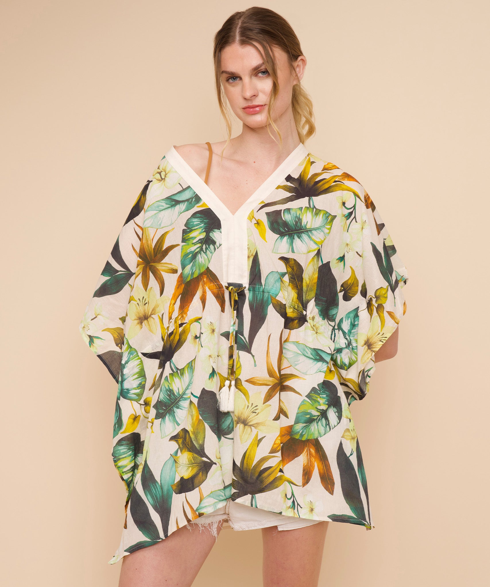 Oasis Palm Butterfly Caftan - Flowy Boho Maxi Dress for Women | Beach Cover Up, Summer Vacation, Poolside Lounge, Festival Outfit