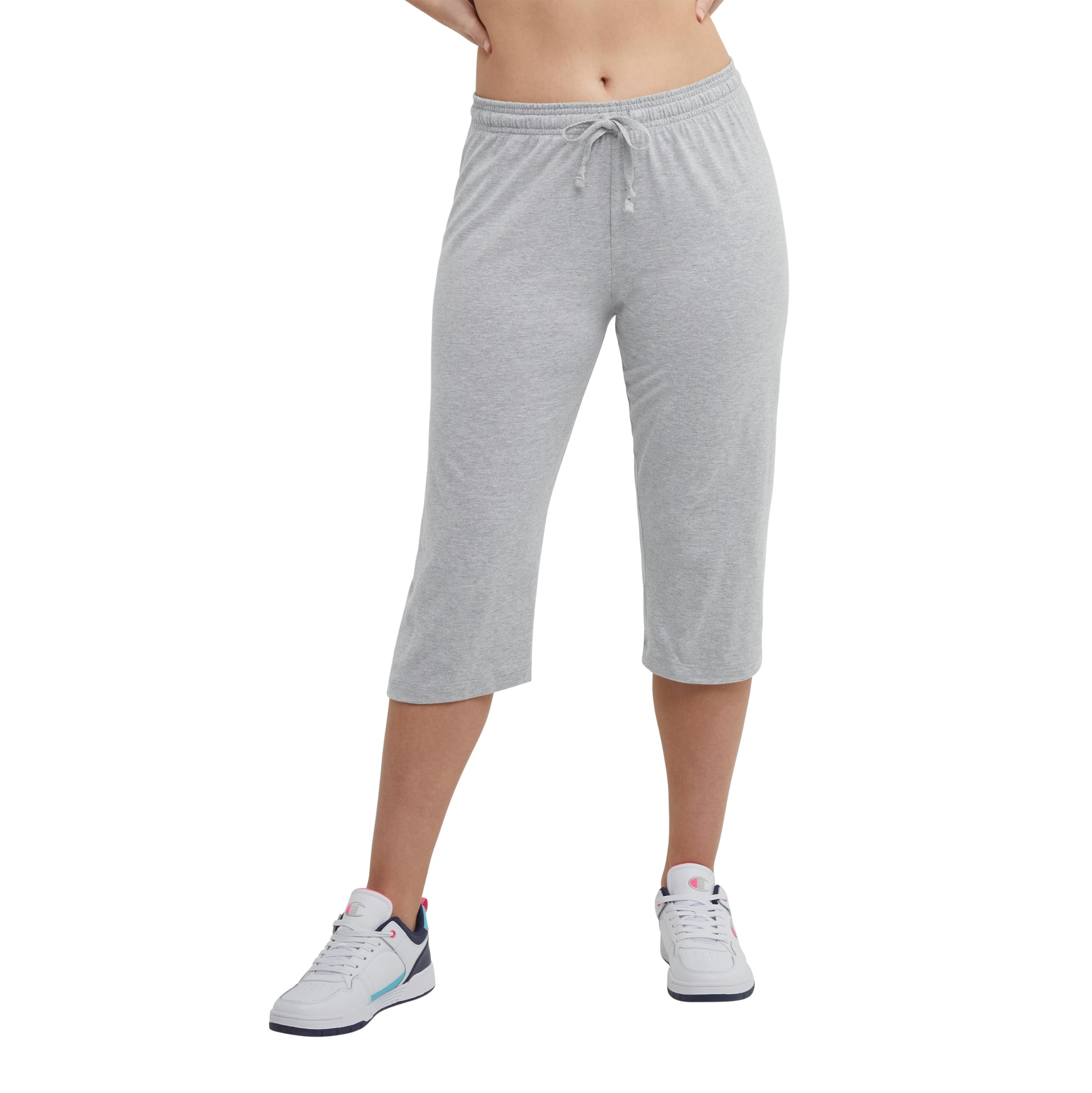 Champion Women's Lightweight Lounge Capri Pants - Soft Jersey Knit Cropped Pants for Casual Wear, Yoga & Summer Outfits - Size 18