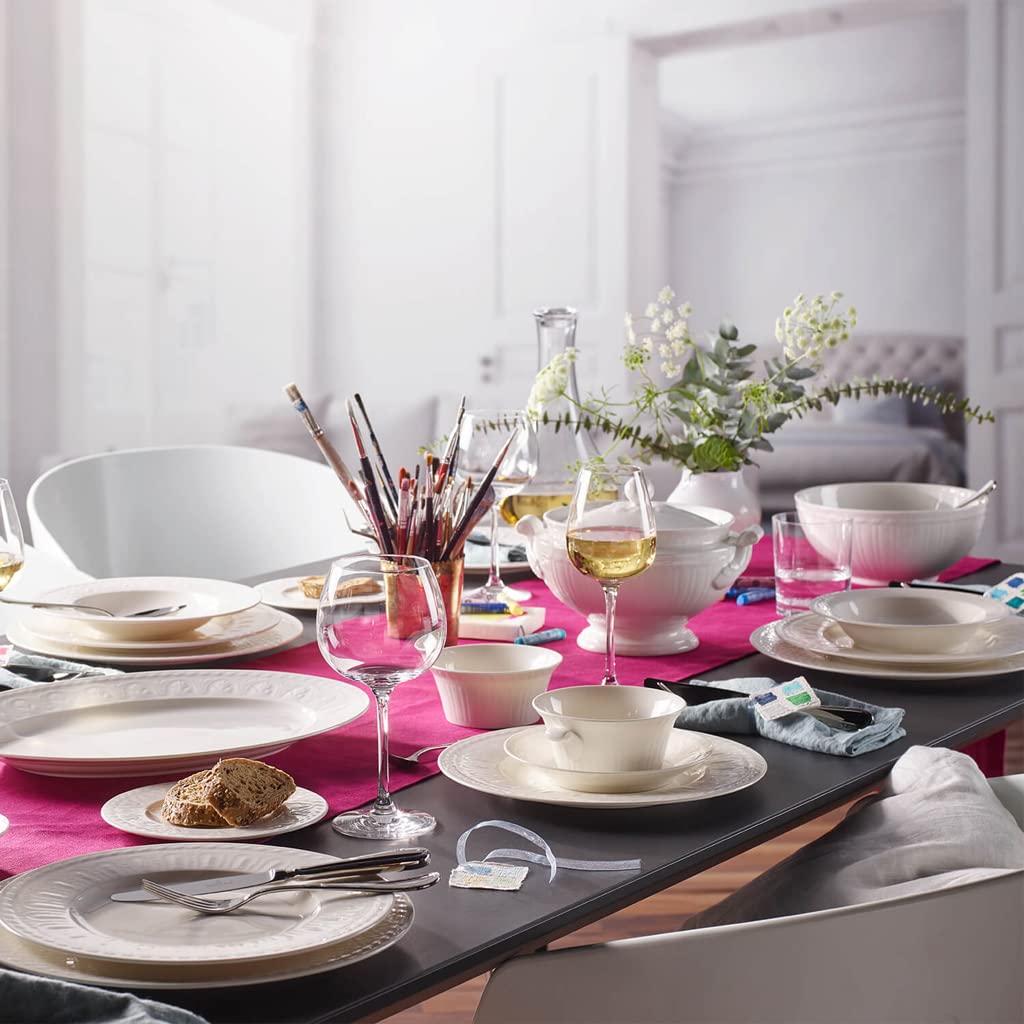 Villeroy & Boch Cellini Oval Serving Platter - 15.75 Inch Premium White Porcelain Tray - Dishwasher & Microwave Safe - Handcrafted in Germany with Elegant Engraved Details - Perfect for Dinner Parties, Buffets & Holiday Entertaining