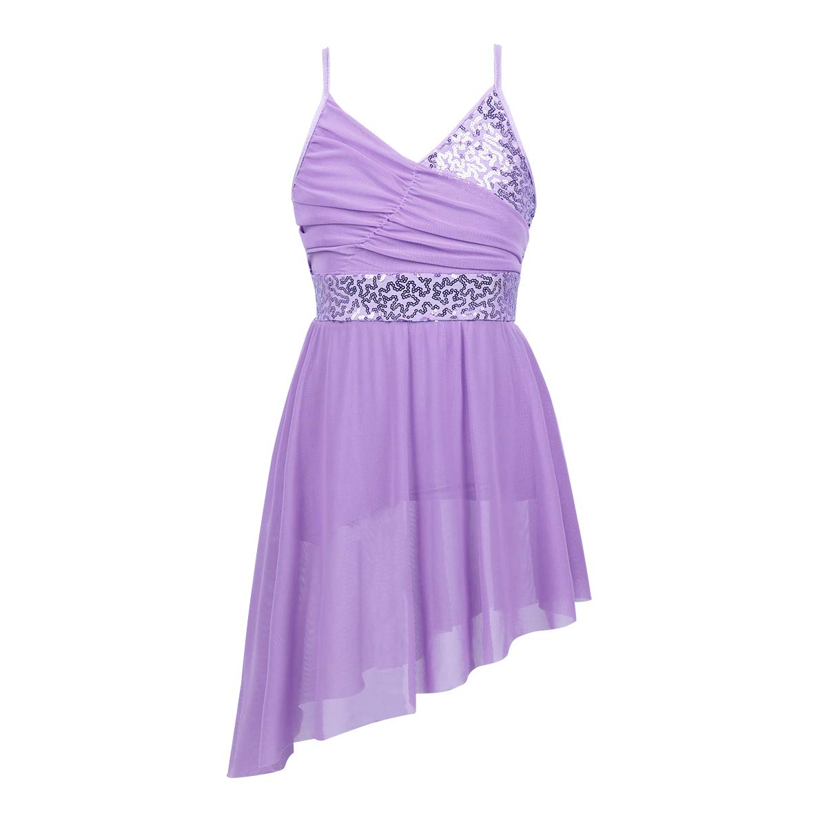 YEAHDOR Girls Lyrical Dance Dress - Latin Ballet Leotard with Sequined Skirt for Gymnastics & Contemporary Performance - Perfect for Recitals, Competitions & Dance Classes