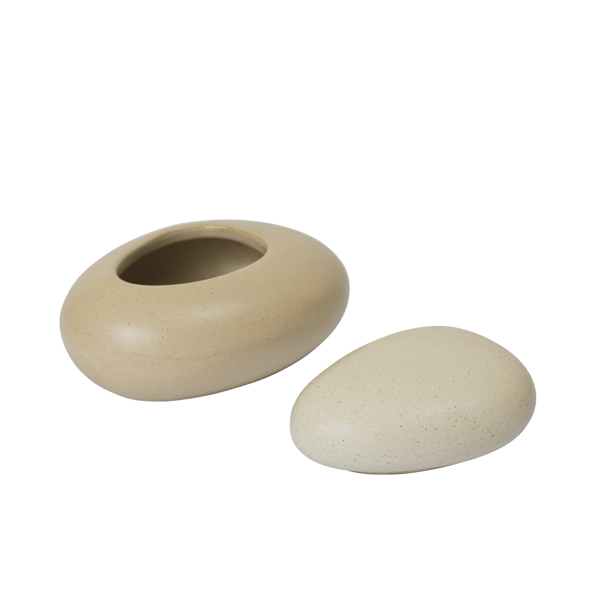FERM LIVING Pebble Box - Medium Size 11cm Height in Sand/Cream - Stylish Storage for Home Decor, Bathroom Organizer & Jewelry Holder