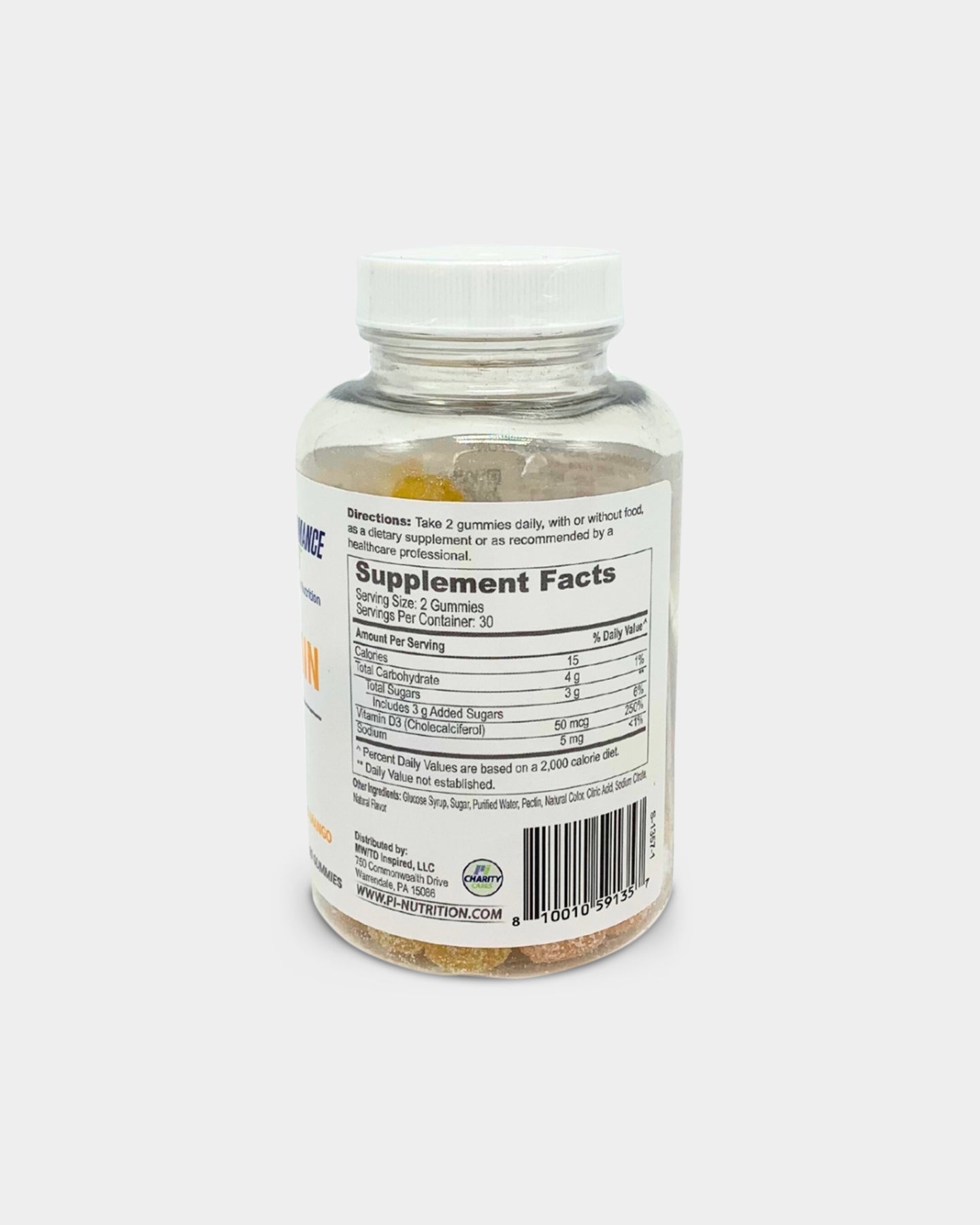 Performance Inspired Nutrition Vitamin D3 Gummy - 5000 IU Immune & Bone Support, Natural Berry Flavor, Gluten-Free Supplement for Adults & Kids - Boost Energy & Mood for Workouts, Office & Daily Wellness