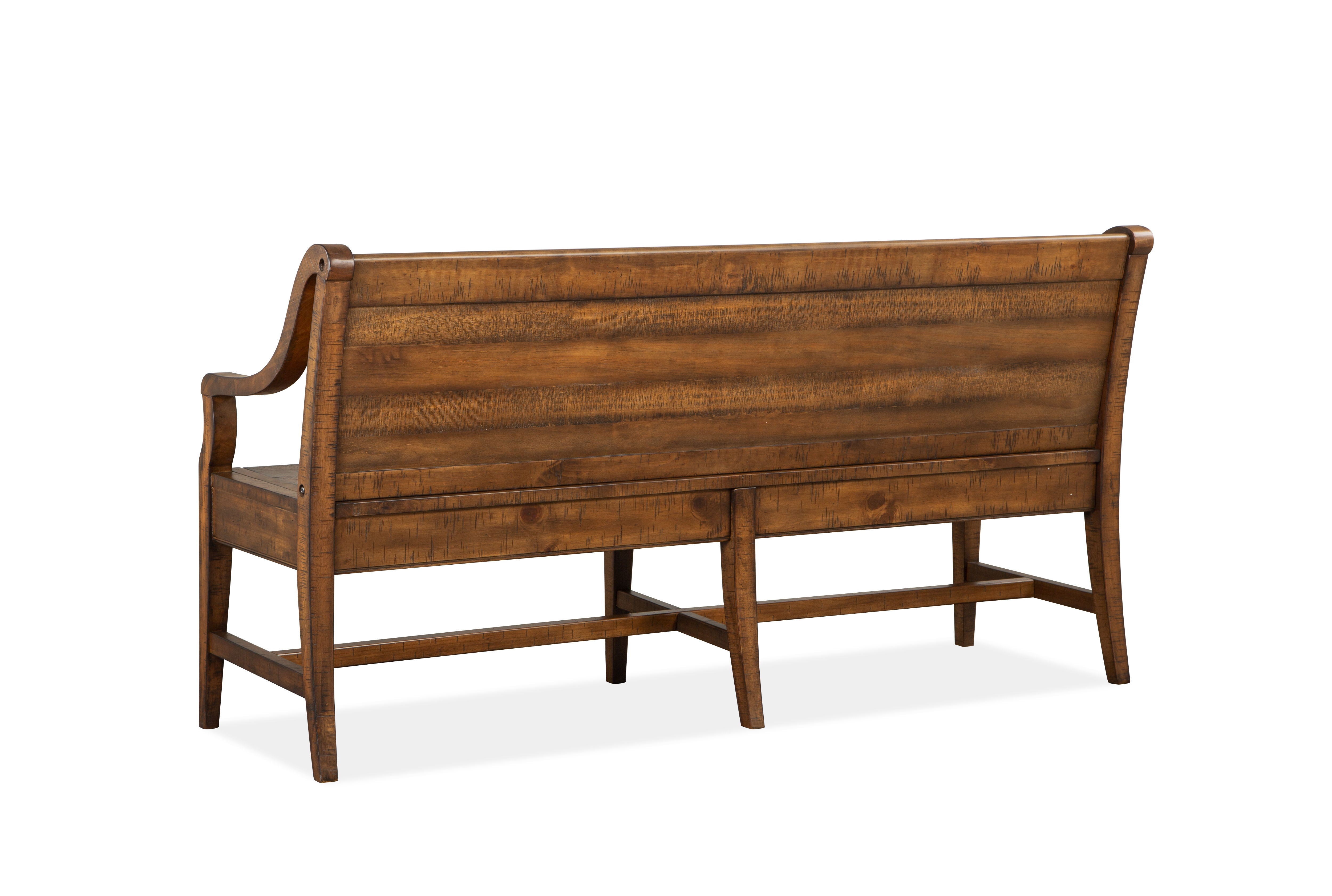 Bay Creek Wooden Bench with Backrest in Toasted Nutmeg Finish - Perfect for Patio, Garden, and Outdoor Seating