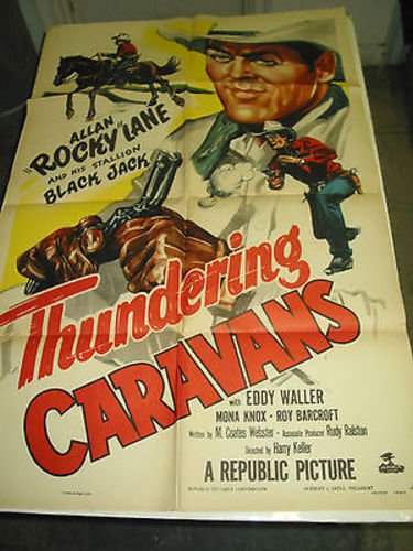 Vintage Thunder Caravans Original U.S. One Sheet Movie Poster (Allan Rocky Lane) - Classic Western Film Memorabilia for Home Theater Decor & Collector's Display