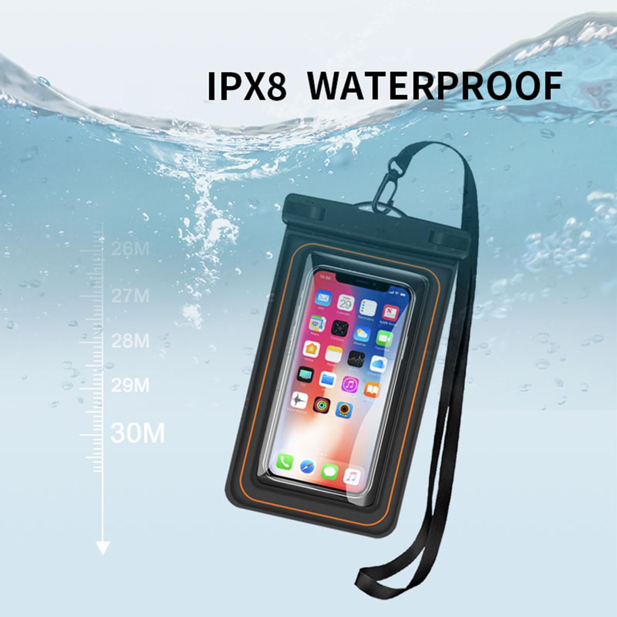 **Waterproof Phone Pouch IPX8 - Floating Dry Bag for iPhone 16/15 Pro Max/14 Plus/13/12/11/XR/XS/SE & Galaxy S24/S23/S22 FE (Up to 7.2
