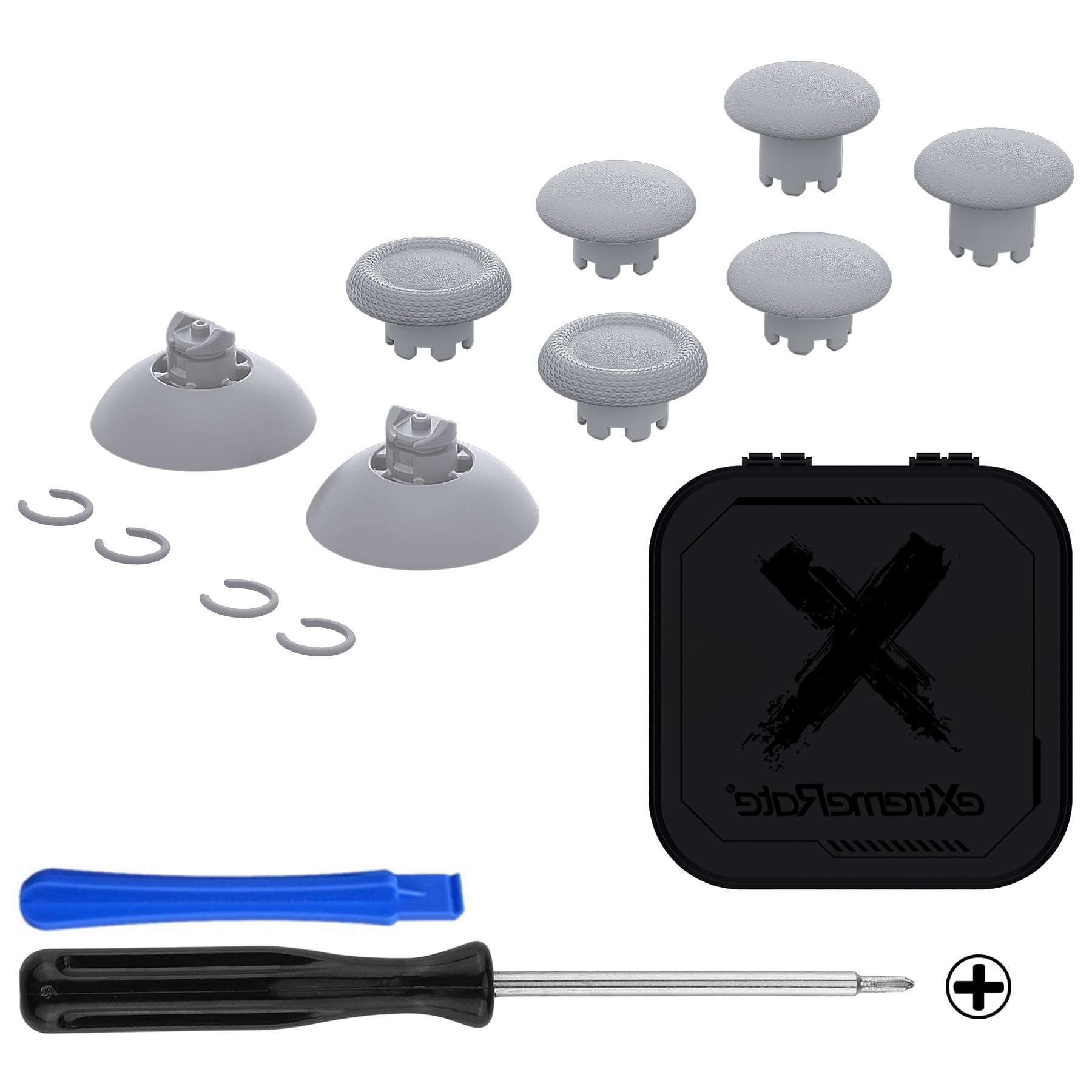 eXtremeRate Edge Sticks - Swappable Thumbsticks for PS5 Controller, Interchangeable Analog Joystick Replacement for PS5 & PS4 All Models (New Hope Gray) - Perfect for Gaming, Customization & Controller Repair