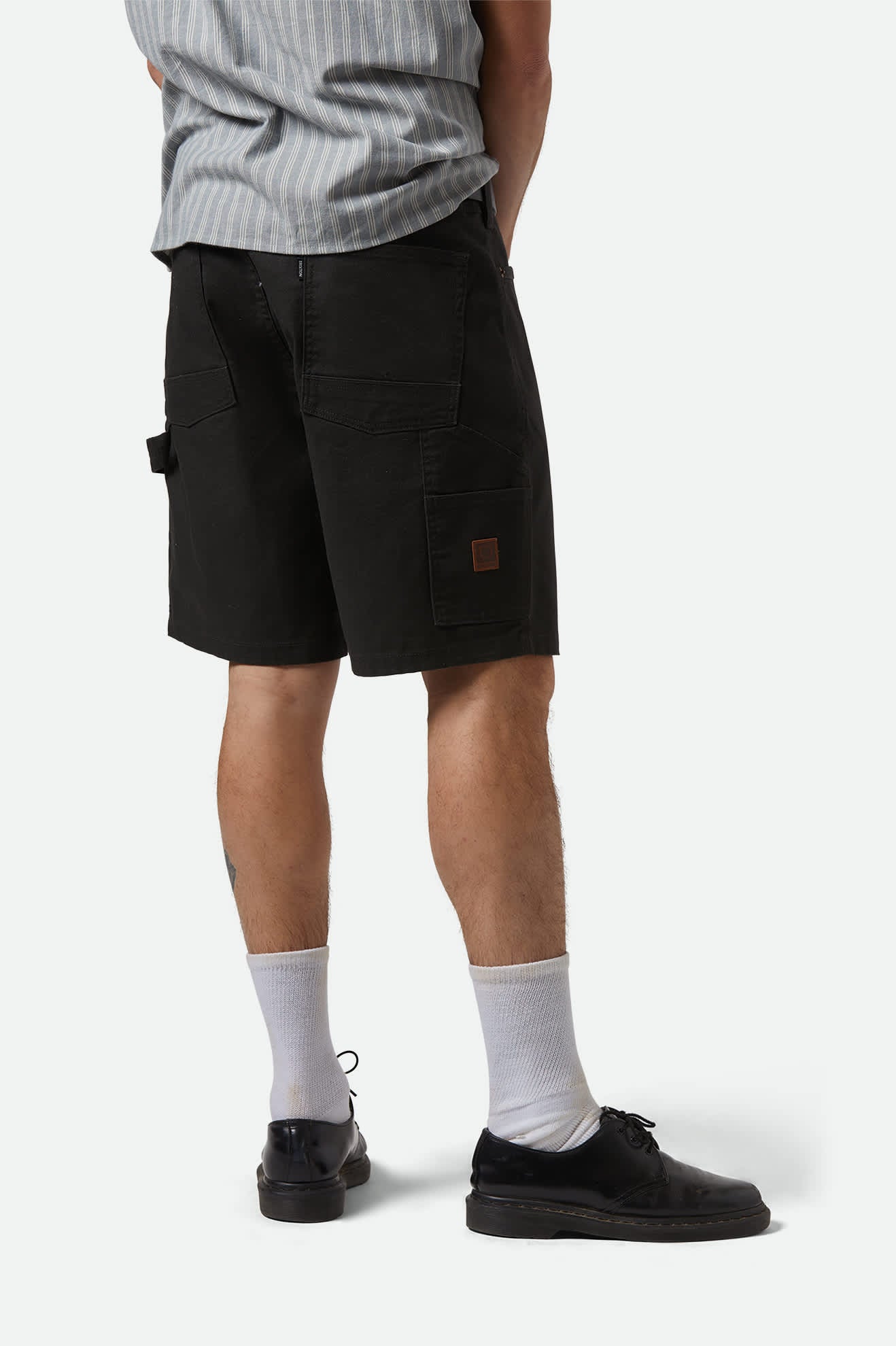 Men's Builders Carpenter Baggy Shorts - Washed Black | Durable Workwear for Construction & Outdoor Activities