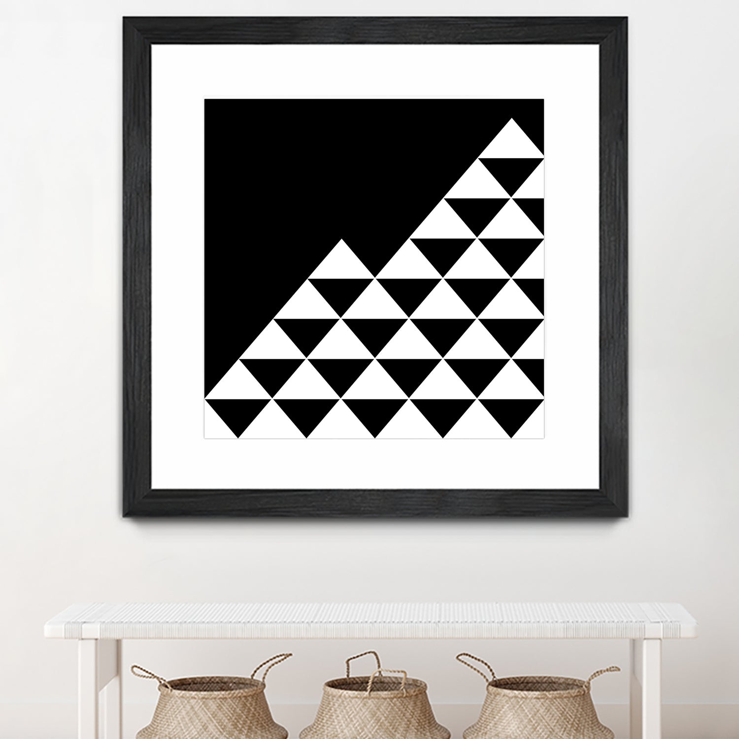 Abstract Geometric Pattern Black and White Wall Art - Modern Minimalist Home Decor for Living Room, Bedroom & Office
