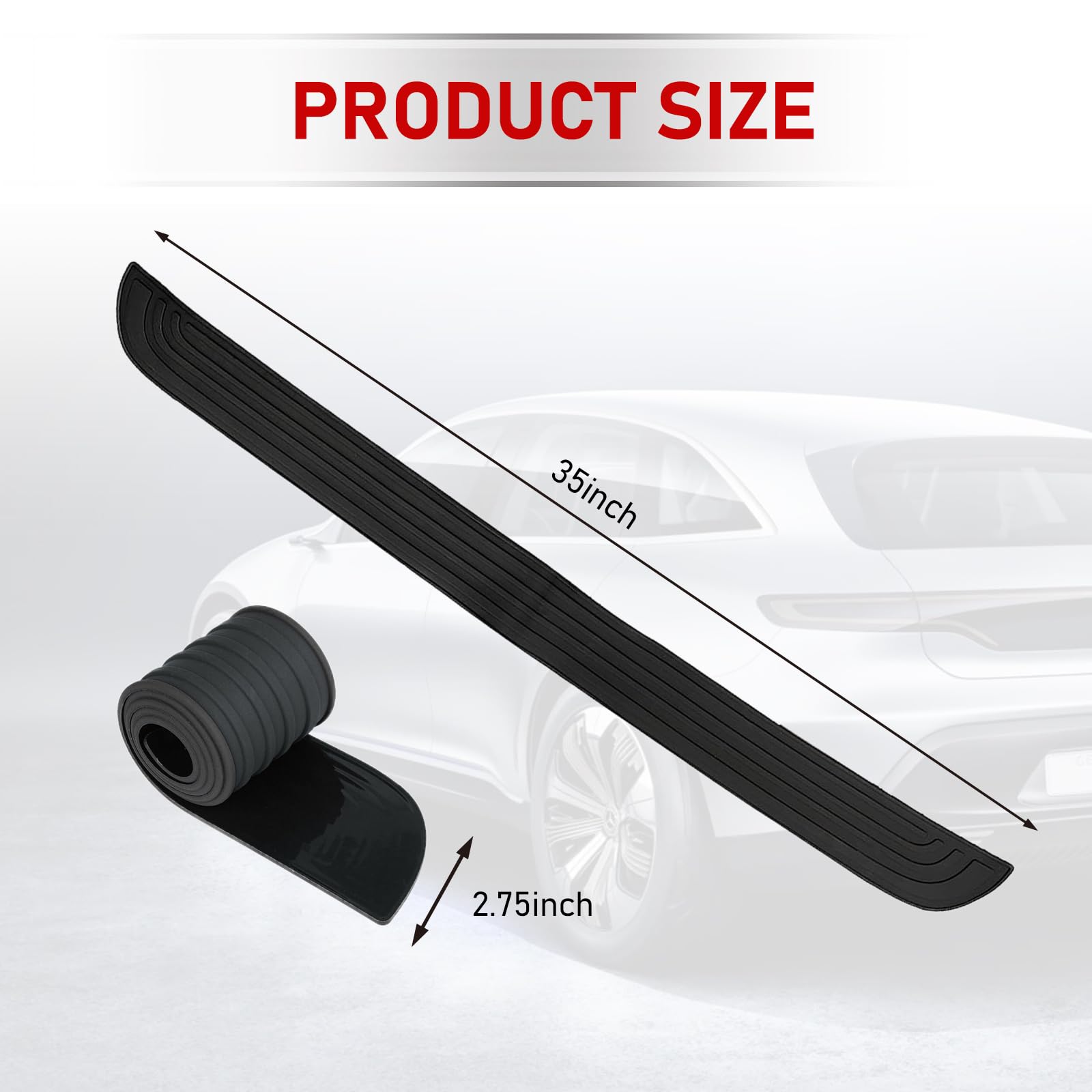 Cueclue Universal Rear Bumper Protector & Door Sill Guard Strip for Cars & SUVs - Black Car Exterior Trim Accessory for Trunk & Door Entry Protection (Perfect for Parking, Loading, and Family Use)