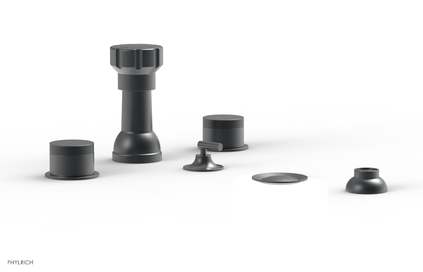 BASIC II Four Hole Bidet Set with Knurled Handles - 230 60 - Perfect for Modern Bathroom Upgrades & Hygienic Personal Care