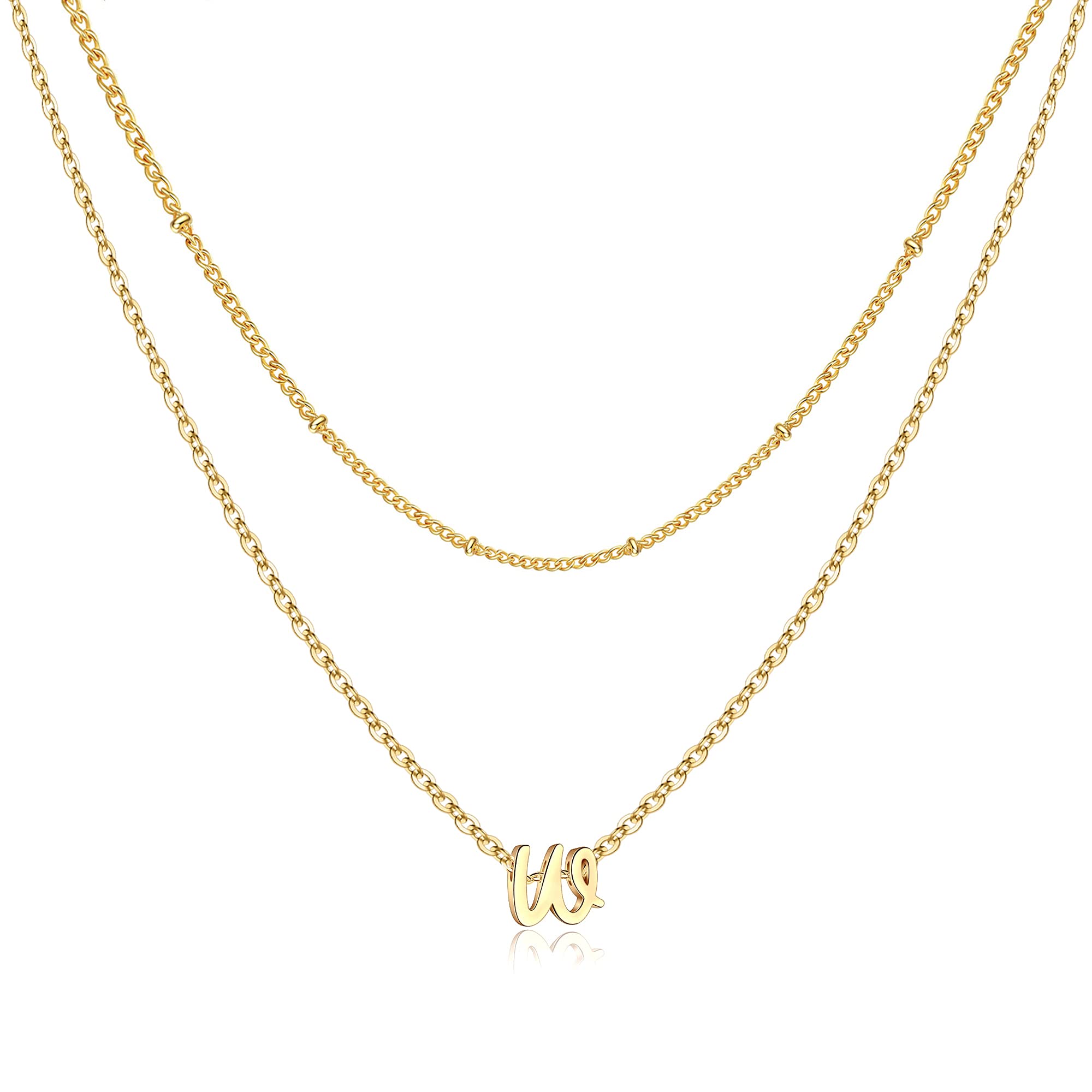 Yoosteel Personalized Initial Necklace for Women - 14K Gold Plated Dainty Layering Letter Necklace, Monogram Jewelry for Women & Girls (Gold/Silver) - Perfect for Everyday Wear, Gift Giving & Layered Necklace Styling