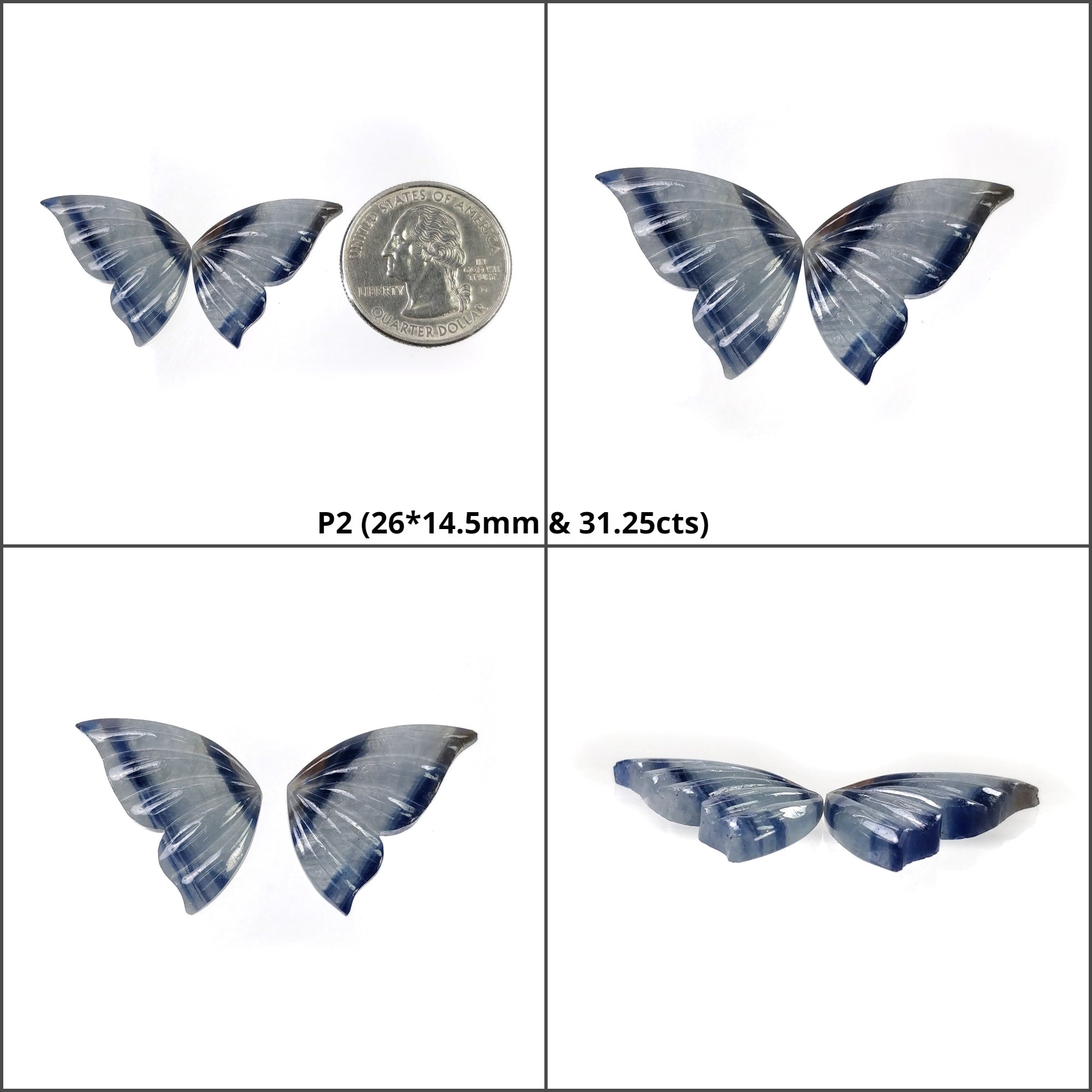 Natural Untreated Bi-Color Sapphire Butterfly Carving - Handcrafted Multi Sapphire Gemstone Jewelry for Women - Perfect for Necklaces, Rings & Gift Giving