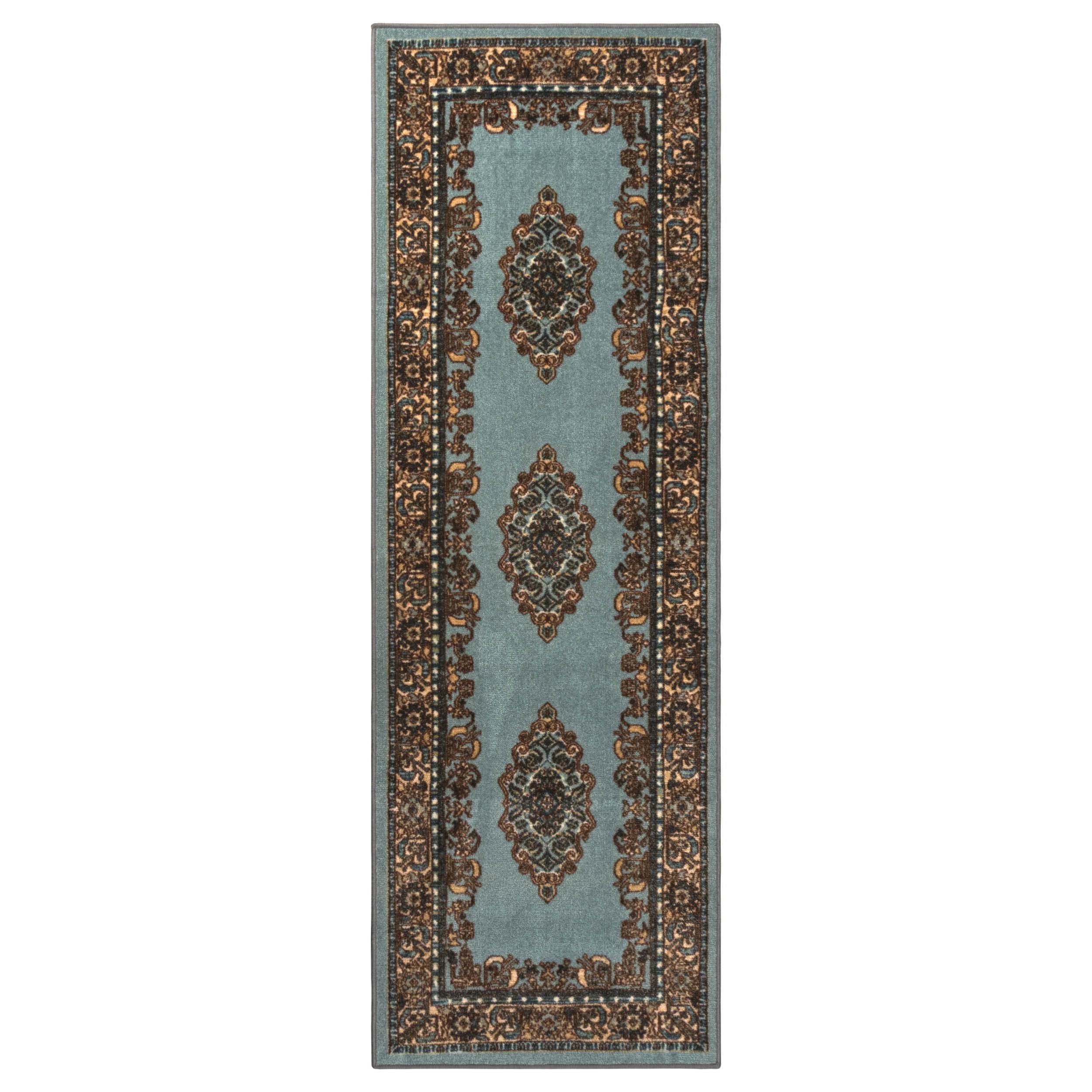 Aviva Non-Slip Floral Medallion Washable Area Rug - Non-Skid Indoor Runner for Living Room, Bedroom & Entryway