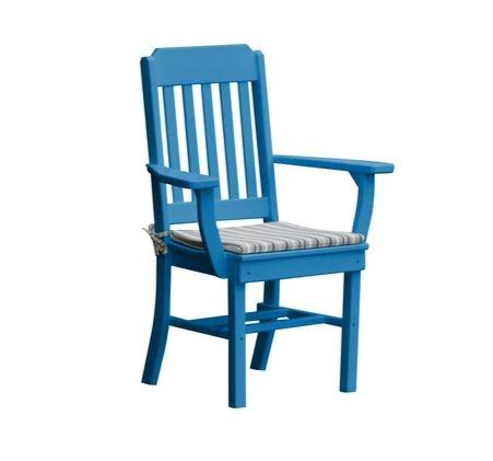A & L Furniture Traditional Dining Chair with Arms - Solid Wood Upholstered Seat - Elegant Home Dining Room Furniture for Family Gatherings & Dinner Parties