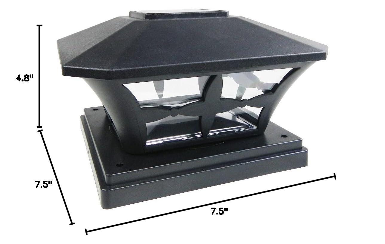 iGlow 12 Pack Black Solar LED Fence Lights - 6x6 Inch Waterproof Outdoor Garden Lighting for Deck, Pathway, Yard & Landscape - Energy Efficient SMD LED Post Cap Lights (PVC Vinyl Wood Design)