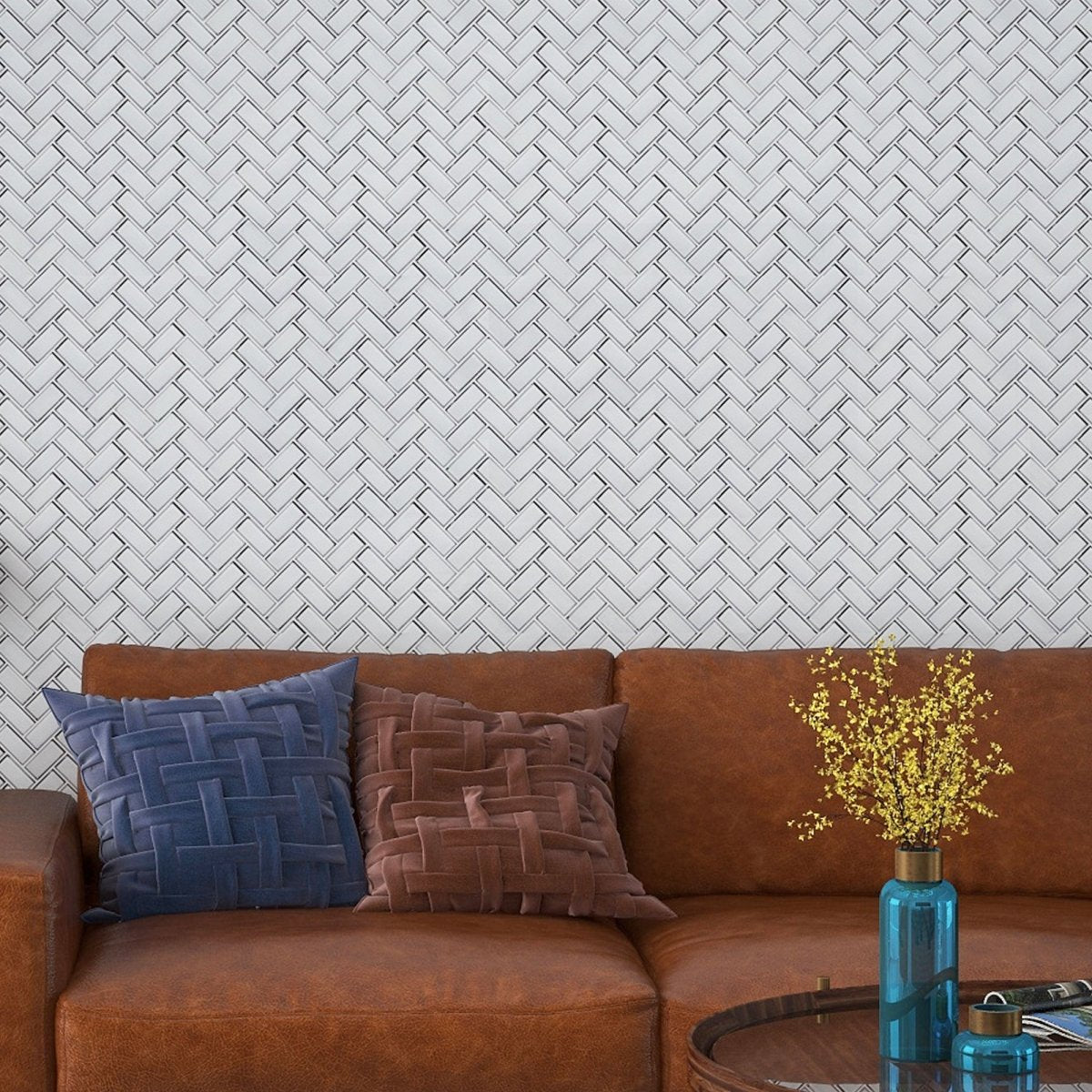 10 x 11 Inch White Glossy Beveled Glass Mosaic Tiles - Perfect for Kitchen Backsplash, Bathroom Wall, and DIY Home Decor Projects