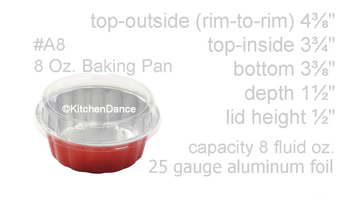 KitchenDance 8oz Disposable Colored Aluminum Foil Dessert Cups with Lids - Round Baking Tart Pans for Cakes, Pies & Pastries - Perfect for Home Baking, Party Serving & Food Storage (1000-Pack, Red)