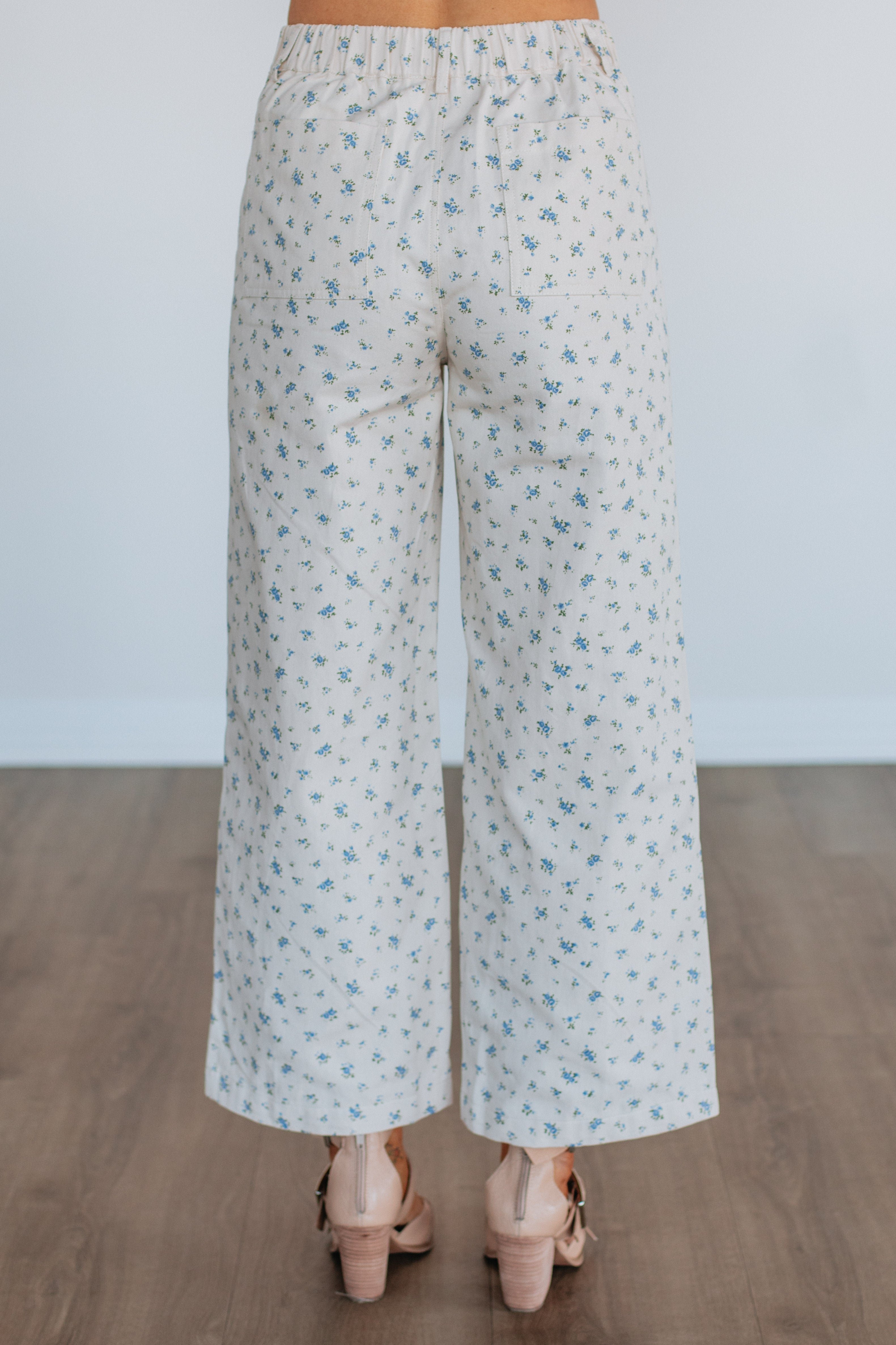 Cheyla Floral Print Pants for Women - Cream Mix Color, Boho Style High Waisted Wide Leg Trousers - Perfect for Casual Outings, Beach Vacations & Summer Fashion