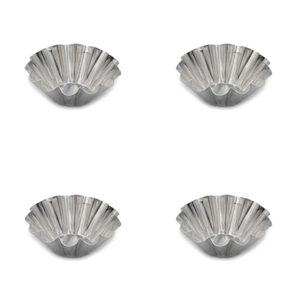 Non-Stick Egg Tart Aluminum Cupcake Cake Cookie Mold - Set of 4 Reusable Baking Cups for Pastries, Desserts & Party Treats - Perfect for Home Baking, Tea Time & Holiday Celebrations