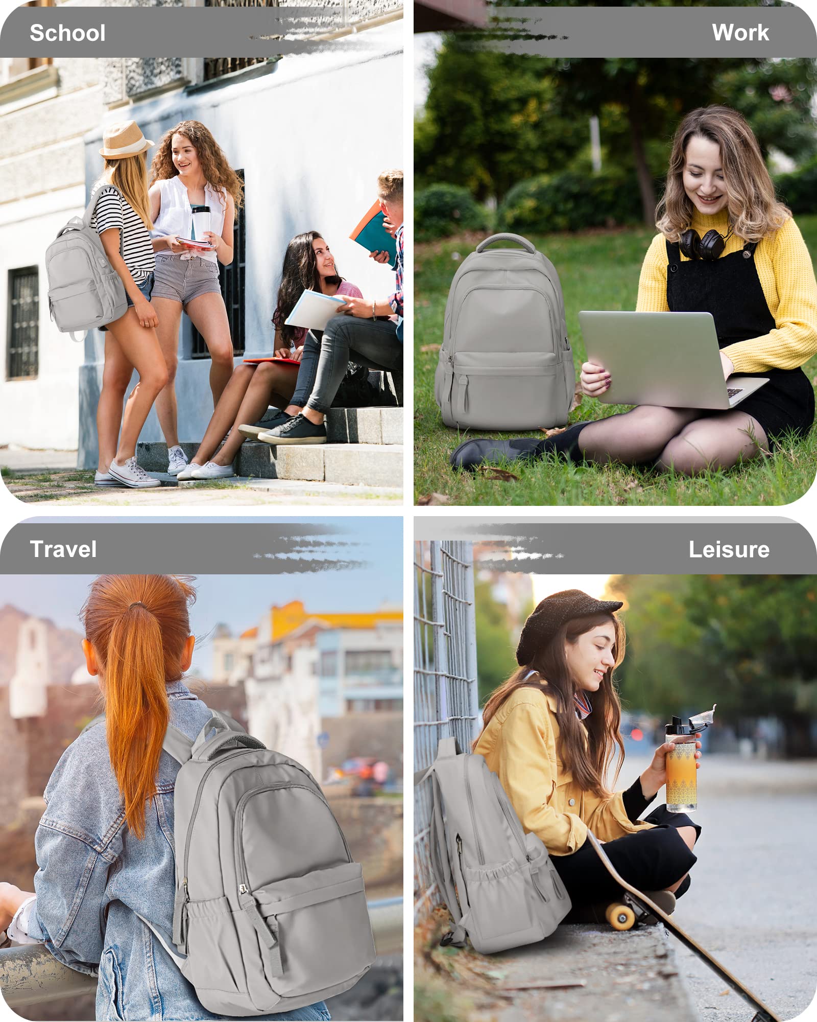 Stylish Lightweight Small Backpack for School & Travel - Aesthetic Daypack for Women, Men, College & High School Students with USB Charging Port (Fits 14
