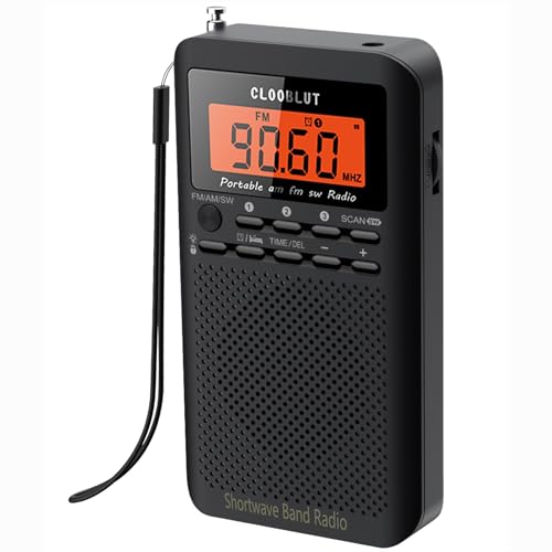 RD218 Portable Shortwave Radio with FM/AM/SW Bands | AA Battery Powered | LCD Display with Key Backlight | Digital Alarm Clock & Sleep Timer | Superior Reception & Sound Quality | Compact Mini Radio for Running, Hiking, Camping & Emergency Preparedness