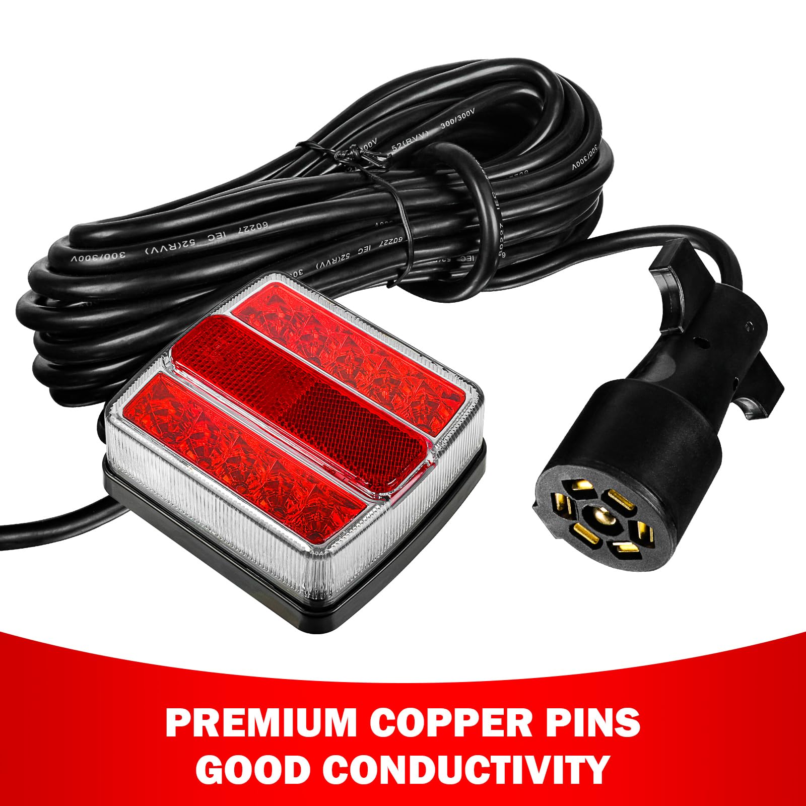 2 Pcs Magnetic Trailer Lights for Towing - DOT Certified 7-Pin Plug Trailer Light Kit with 24ft Cable, IP68 Waterproof for Heavy Duty Trucks & Trailers - Perfect for Night Driving, Camping & Roadside Emergencies
