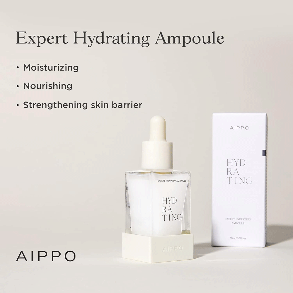 AIPPO Expert Hydrating Ampoule 30ml - Intense Moisturizing Facial Serum for Dry Skin | Perfect for Night Routine & Anti-Aging Skincare