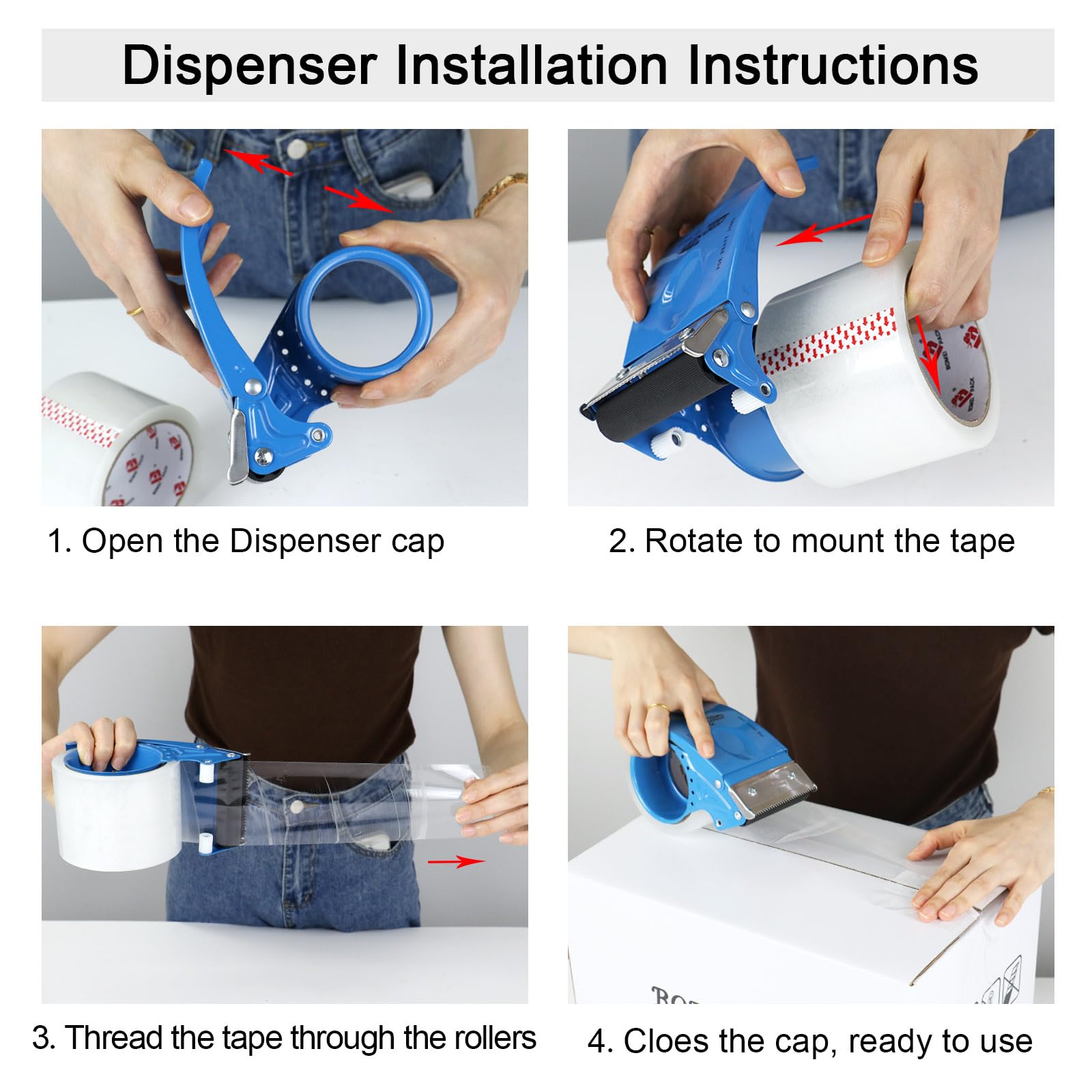 3 Inch Clear Heavy Duty Packing Tape with Dispenser - 2.4 Mil x 55 Yards Industrial Strength Shipping Tape for Moving, Mailing & Storage | Perfect for Box Sealing, Warehouse Packaging & E-commerce Shipping