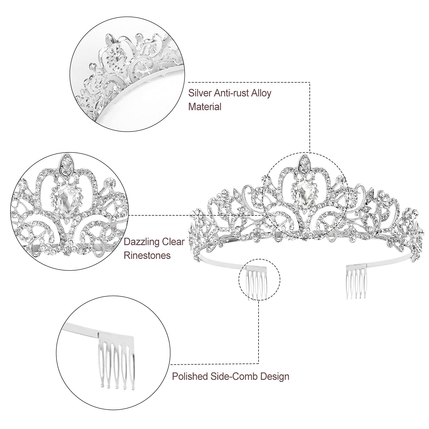 Elegant Silver Crystal Tiara & Birthday Queen Sash Set - Women's Birthday Crown & Party Decorations - Perfect for Women & Girls Birthday Parties, Bachelorette Celebrations & Special Occasions