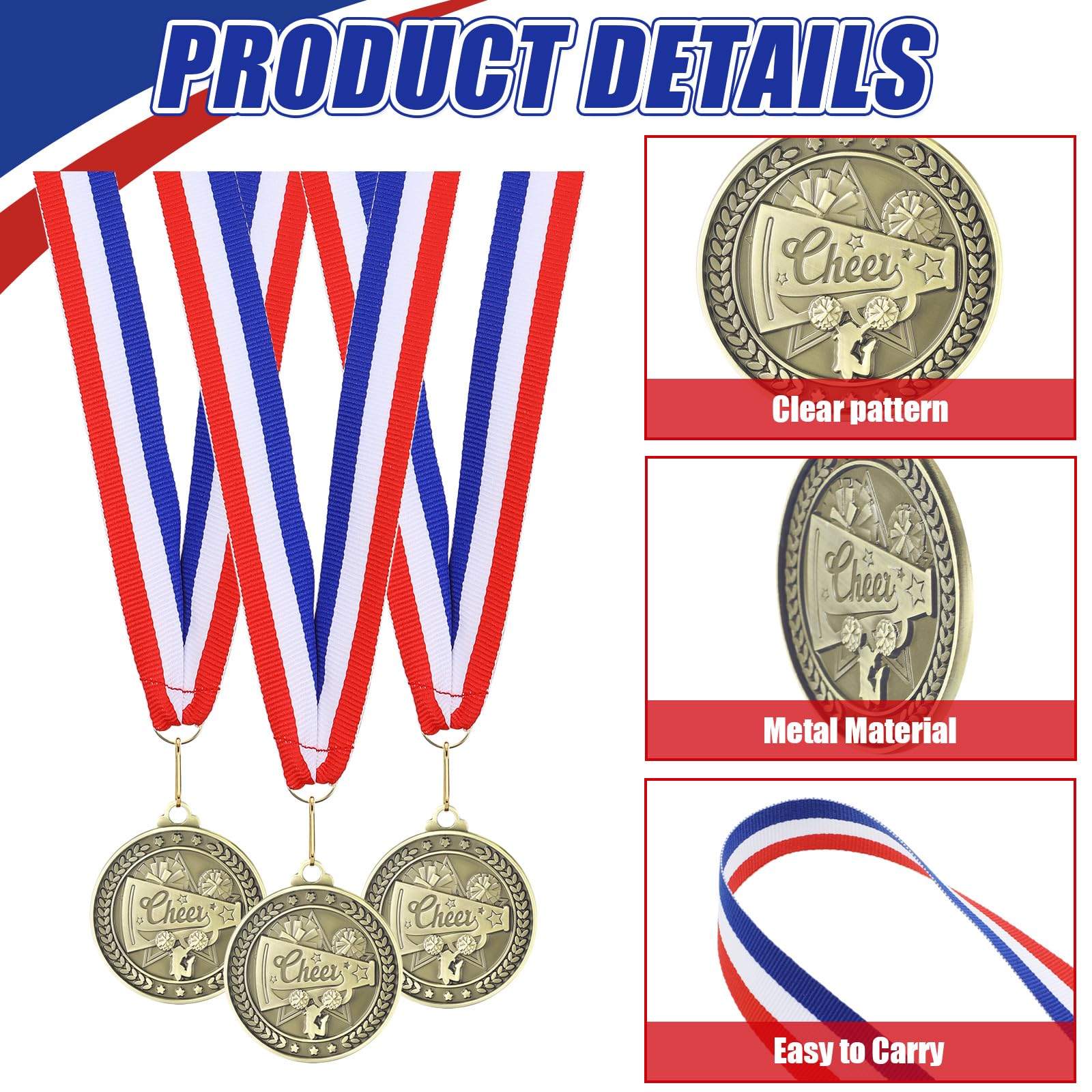 48 Pcs Gold Silver Bronze Award Medals with Neck Ribbons - Champion Medals for Sports Competitions, School Field Day, Birthday Party Prizes & Winner Trophies - Perfect for Track Meets, Soccer Tournaments & Award Ceremonies