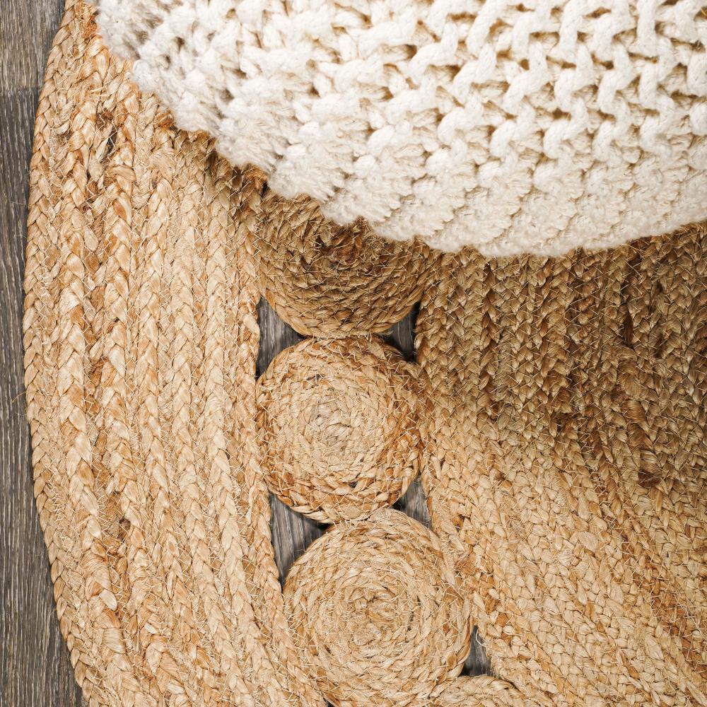 Premium Dahlia Round Area Rug - Soft Non-Slip Living Room Carpet for Bedroom, Nursery & Home Decor (5ft, Beige)