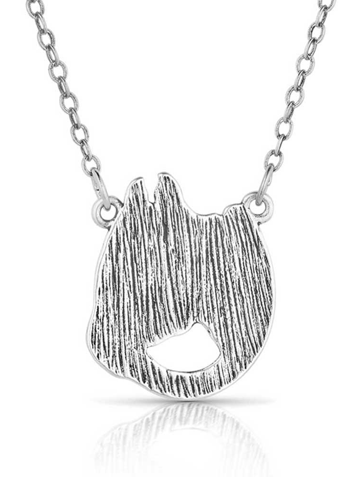 Montana Silversmiths NC5881 Women's Lucky Horse Head Pendant Necklace in Sterling Silver - Perfect for Western Fashion, Cowgirl Style & Horse Lover Gifts