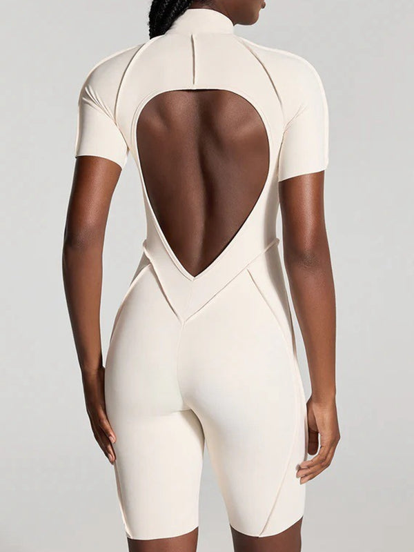 ZASUWA Women's Sexy Backless Zipper Scrunch Bum Jumpsuit - Stretchy Bodycon Romper for Clubwear, Night Out & Date Night