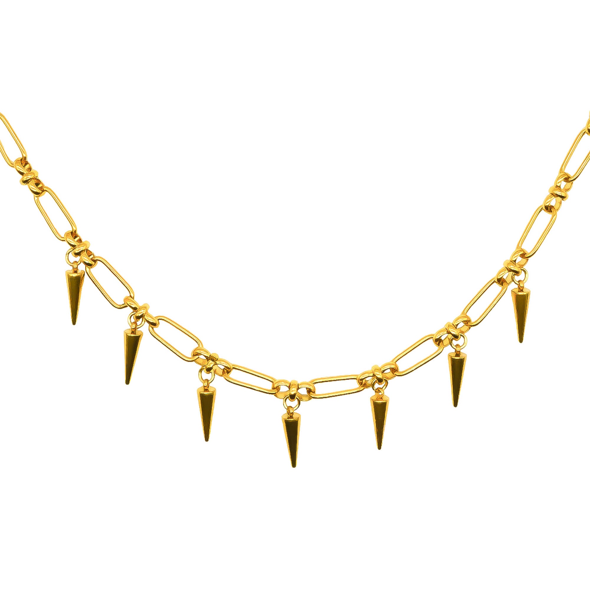 Temptress Gold Spike Chain Choker Necklace for Women - Gothic Punk Jewelry for Parties, Concerts & Night Out