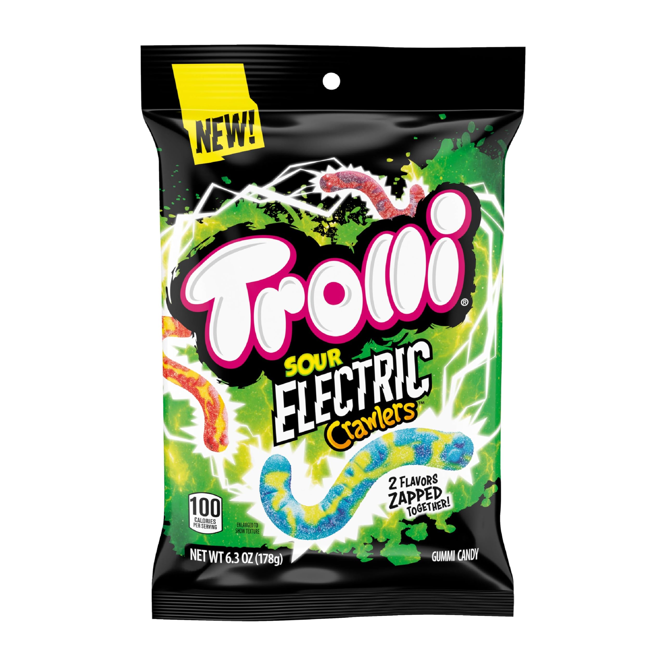 Trolli Electric Crawlers Sour Gummy Candy - 6.3 oz Bag - Perfect for Halloween Treats, Party Favors & Movie Night Snacks