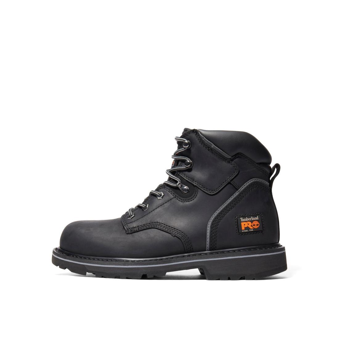 Pit Boss 6 Inch Steel Toe Work Boots for Men - Black Safety Shoes with Slip Resistant & Electrical Hazard Protection - Ideal for Construction, Warehouse & Outdoor Work