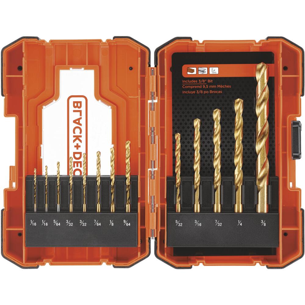 BLACK + DECKER 13-Piece Titanium Drill Bit Set - BDA13TINDD - Perfect for Home Improvement, Woodworking & Metal Drilling Projects