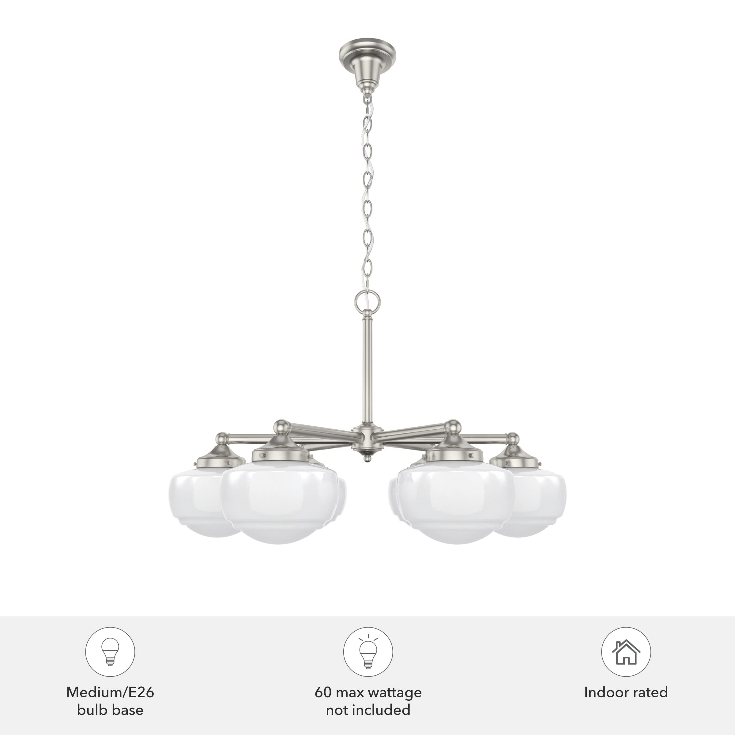 Hunter Fan Company 19062 Saddle Creek 5-Light Chandelier in Brushed Nickel - Elegant Ceiling Light Fixture for Dining Room, Living Room & Bedroom