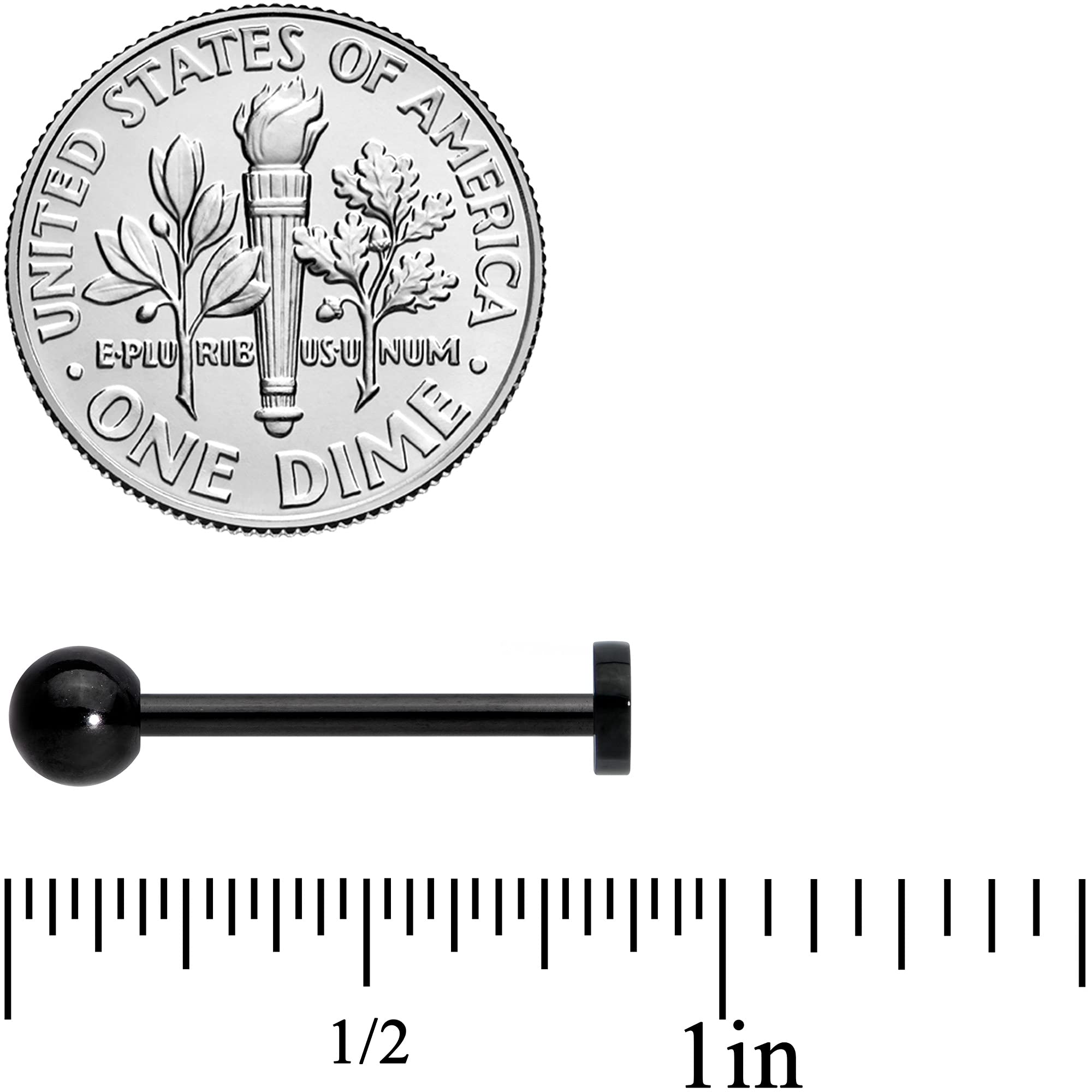 14G Black PVD Steel Nautical Whale Fish Barbell Tongue Ring - Body Piercing Jewelry for Women (5/8