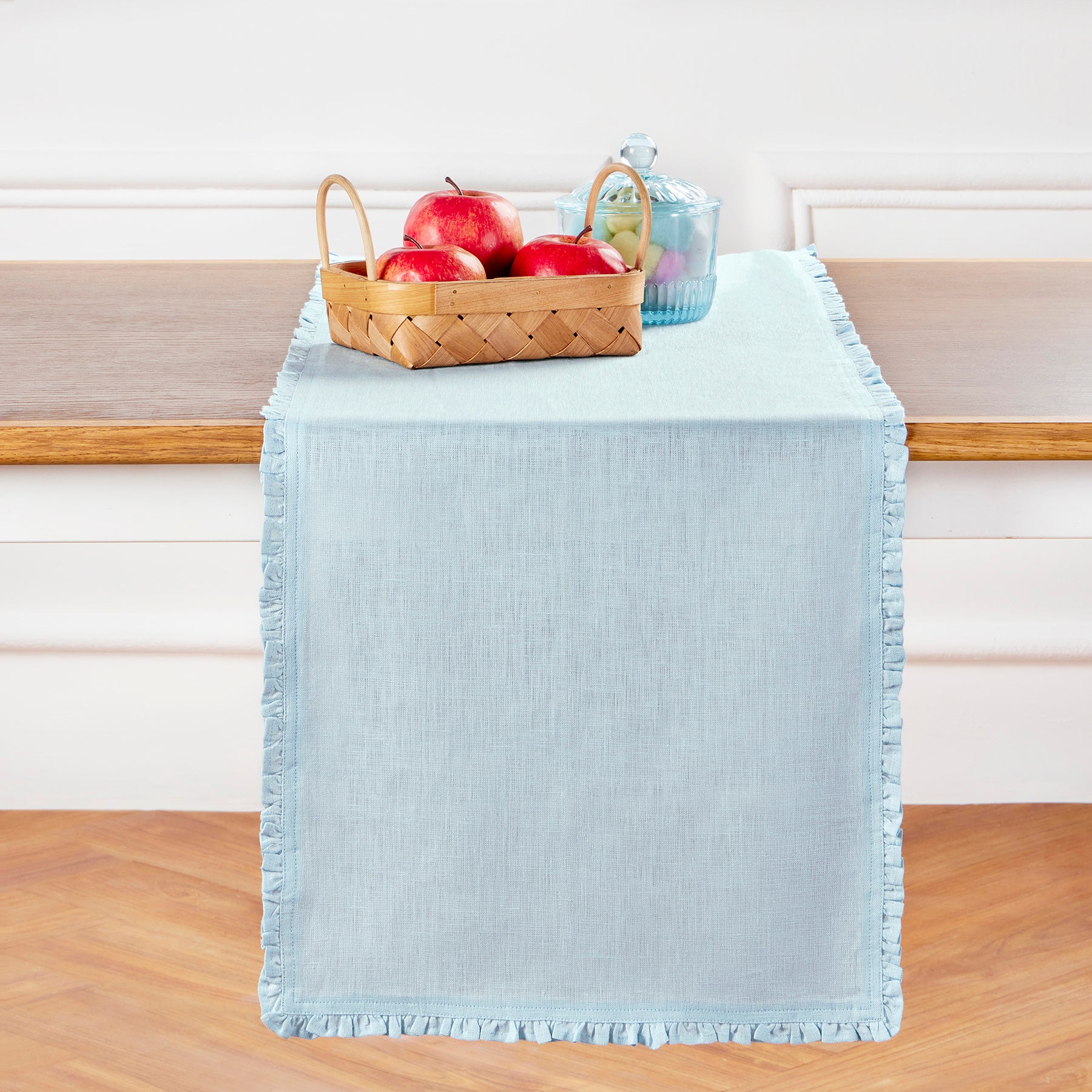 Juliette Ruffle Table Runner - Elegant Lace Trim Dining Table Decor for Weddings, Parties & Home Decor