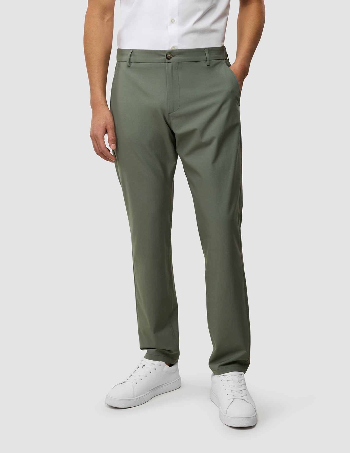 Tech Linen Elastic Pants for Women - Comfortable Stretch Waist Casual Trousers in Urban Green | Perfect for Yoga, Travel & Everyday Wear