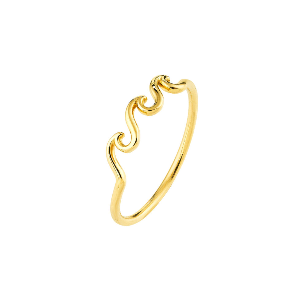 14K Gold Triple Wave Ring for Women - Elegant Stackable Dainty Ring - Perfect for Everyday Wear, Gift Giving & Special Occasions